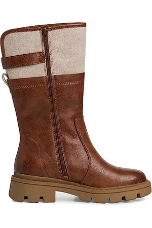 Jana Damen Stiefel ohne Absatz aus Kunstleder mit Schnalle Weite H Mehrweite, Braun , 37 EU