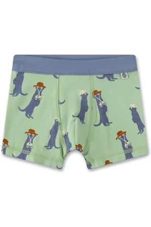 Sanetta Jungen-Unterhose | Hochwertige und nachhaltige Unterhose für Jungen aus Baumwoll-Mix. Shorts mit Softbund und Erdmännchen-Allover | Unterwäsche für Jungen