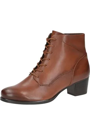 Caprice Damen Stiefeletten zum Schnüren aus Leder mit Blockabsatz, Braun , 39 EU