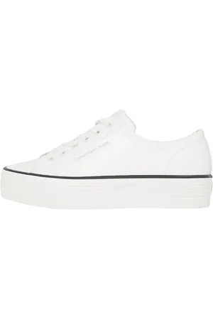 Calvin Klein Damen Vulcanized Sneaker Bold Low aus Leder, Weiß (Bright White/Black), 36