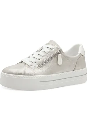 Jana Damen Plateau Sneaker mit Reißverschluss Vegan, (Silver), 41 EU