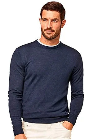 Hackett Herren GMD Merino Silk Crew Pullover, Blue (Navy), XL