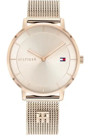 Tommy Hilfiger Analog Quarzuhr für Damen mit Rotgoldfarbenes Edelstahl-Mesh-Gliederarmband - 1782287
