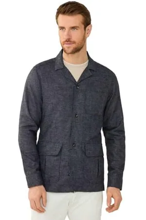 Hackett Herren Melange Overshirt Hemd, Blau (Navy), S