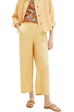 TOM TAILOR Damen 1036684 Culotte Hose aus Leinen, 31648-Fawn Beige, 40W / 28L