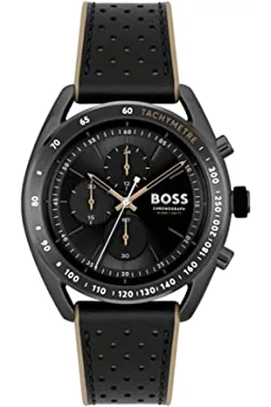 HUGO BOSS Chronograph Quarz Uhr für Herren Kollektion Center Court mit Schwarzes Lederarmband - 1514022