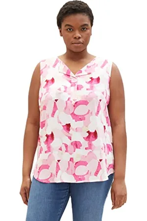 TOM TAILOR Damen 1035965 Plussize Bluse mit Muster, , 44 Große Größen