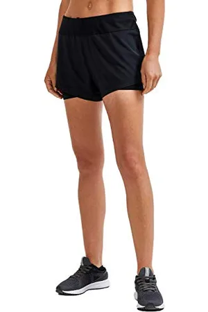 Craft ADV Essence 2in1 Shorts W | Sporthose Damen kurz M | Black | Stretch-Polyester | Effizienter Feuchtigkeitstransport | Hohe Bewegungsfreiheit | Kurze Sporthose Damen mit 2 Reißverschlusstaschen