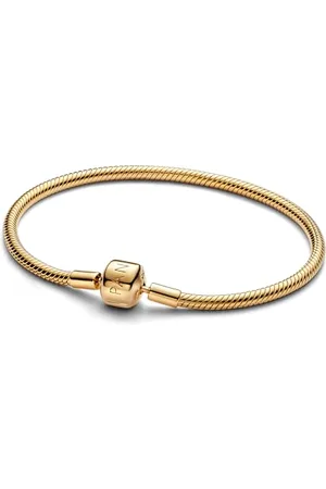 PANDORA Moments Schlangen-Gliederarmband mit Kugelverschluss aus Sterling Silber mit vergoldeter Metalllegierung, Kompatibel Moments Charms, Größe: 18 cm, 563390C00-18