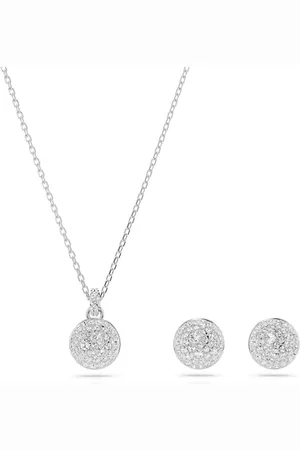Swarovski Sublima Set, Rhodinierte Halskette und Ohrringe mit Strahlenden Kristallen