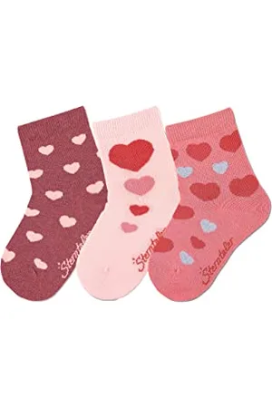 Sterntaler Baby Mädchen Baby Socken Söckchen 3er-Pack Herzen Strümpfe - Socken Baby, Babysöckchen - mit Herzen Motiv - rot meliert, 18