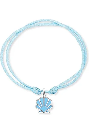HERZENGEL Mädchen Kinder Armband aus hellblauem Nylon und einem Muschel Anhänger aus blauer Emaille - Ösenverschluss - längenverstellbar - nickelfrei