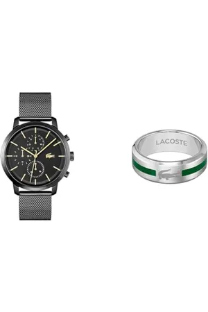 Lacoste Multi Zifferblatt Quarz Uhr für Herren mit Schwarzes Edelstahl-Mesh-Gliederarmband - 2011194 Ring für Herren Kollektion Baseline - 2040083H