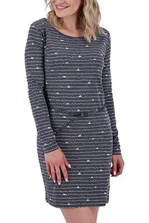 alife kickin ALIFE and Kickin EllinAK B Longsleeve Dress – Damen Jerseykleid Blusenkleid – Kurz & Bequem mit Langen Ärmeln – Stylisches Kleid für Jede Gelegenheit XS