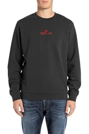 Replay Herren Sweatshirt mit Rundhalsausschnitt, Schwarz (Black 098), XL