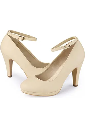 Allegra K Damen Pumps mit runder Zehenpartie und Knöchelriemen 38