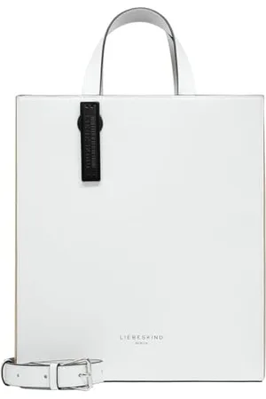 liebeskind Berlin Paperbag Tote M – Paperbag Tasche aus Leder mit Jacquard-Schultergurt & Logodetails I Damen-Tasche | Leder Handtasche Damen | Women’s Tote Bag
