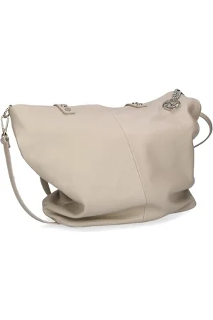 Caprice Damen Shopper aus Leder Mittelgroß, Cremefarben , 1