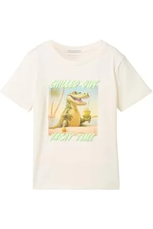 TOM TAILOR Jungen Kinder T-Shirt mit Fotoprint , Wool White, 128/134