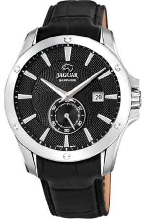 Jaguar J878/4 Armbanduhr aus der Kollektion Acamar, Gehäuse 44 mm, Armband aus schwarzem Leder, für Herren