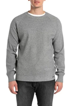 Replay Herren Pullover Comfort Fit, Grau (Iron Melange M08), XXL