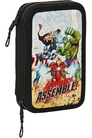 Safta AVENGERS FOREVER Federmäppchen für Kinder, Federmäppchen mit Farben, mit 28 Utensilien, ideal für Kinder von 5 bis 14 Jahren, bequem und vielseitig, Qualität und Widerstandsfähigkeit, 12,5 x 4 x
