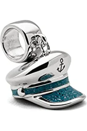 DUR Einzel Charm-Anhänger Kapitänsmütze für Damen aus 925er Sterling-Silber mit Steinsand in der Farbe , Maße: 1,5x1,2 cm, F267