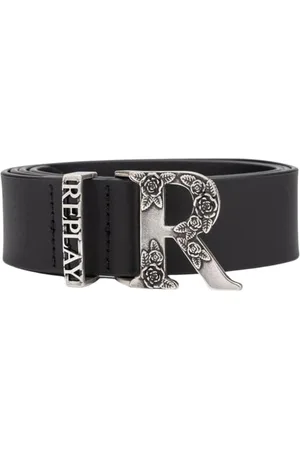 Replay Damen Gürtel mit Logoschnalle, Schwarz (Black 0098), 90