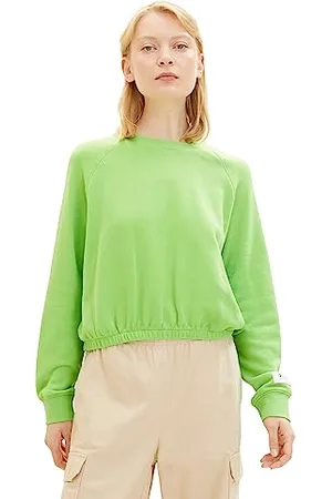 TOM TAILOR Damen 1038316 Basic Sweatshirt, 12318-liquid Lime Green, L