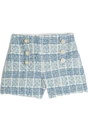 Koton Girls Tweed Shorts Pearl Button Detail Elastic Waistband
