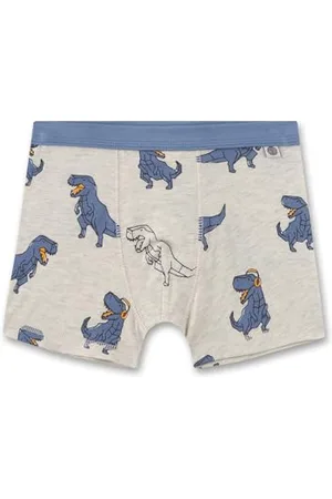 Sanetta Jungen-Shorts Beige | Hochwertige und nachhaltige Unterhose für Jungen aus Bio-Baumwolle. Unterhose mit Softbund und Dinoprint | Unterwäsche für Jungen