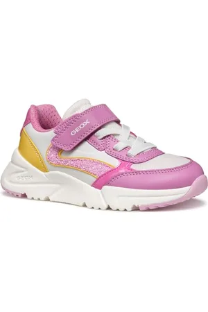 Geox J Loftus Girl A Sneaker, Dk Pink/Yellow, 36 EU