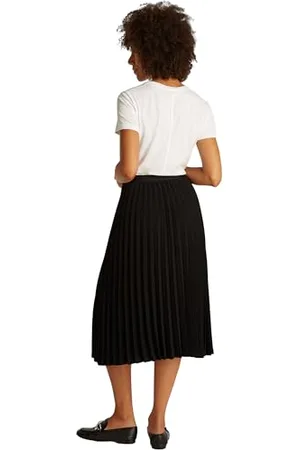Tommy Hilfiger Damen Rock Fluid Pleated Pull On Midi Faltenrock, Schwarz (Black), 42