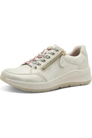 Jana Damen Sneaker flach mit Schnürsenkeln Vegan, Gold , 36 EU