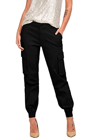 ONLY Damen Onlbetsy-alva Mw ANK Cargo Pant PNT Hose, Schwarz, 40W / 32L EU