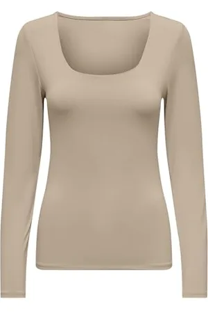 ONLY Damen Onlea L/S 2-Way Deep Neck JRS Noos Top, , XXX-Large