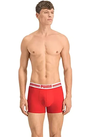 PUMA Herren Placed Logo Boxers Boxer, red/Black, M (2er Pack)