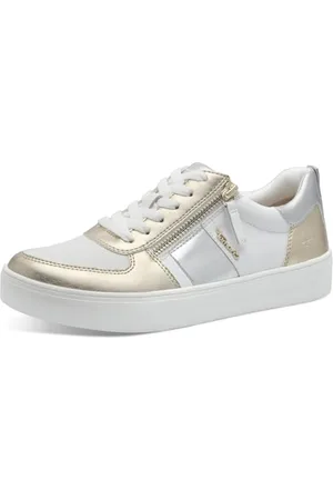 Tamaris Comfort Damen Sneaker flach mit Reißverschluss Freizeit, Mehrfarbig (Gold/Silver), 38 EU