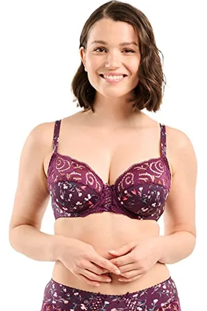 Sans Complexe Damen Amelie Print 70AAG76 BH, Durchsichtig, Blumendruck, Rot/Violett, 75E