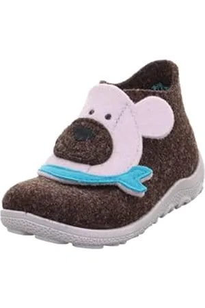 Superfit Baby Jungen HAPPY Hausschuhe, DUNKELBRAUN/GRAU 3000