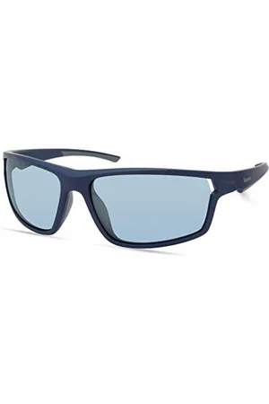 Timberland Herren TBA9271, Casual Sonnenbrille in Leichtgewicht, Rechteckige Linsenform, Polarisierte Rauchgläser, Mattes Blau, , 63