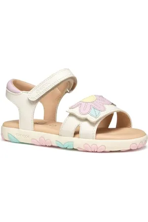 Geox J Haiti Girl Sandal, White/Pink, 35 EU