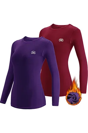 MEETWEE Thermounterwäsche Funktionsunterwäsche Damen, Skiunterwäsche Winter Set Atmungsaktiv Lange Thermo Unterwäsche Tops Thermowäsche Unterhemd