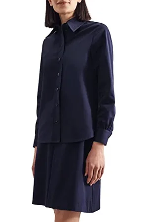 Seidensticker Damen Rock - Fashion - Retro Look - Kellerfalte - Knielang - Stretch - Langarm,Blau,40