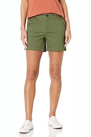 Amazon Damen Mittelhohe schmal geschnittene Khaki-Shorts mit 13 cm Schrittlänge (erhältlich in gerader und kurviger Passform), , 36-38