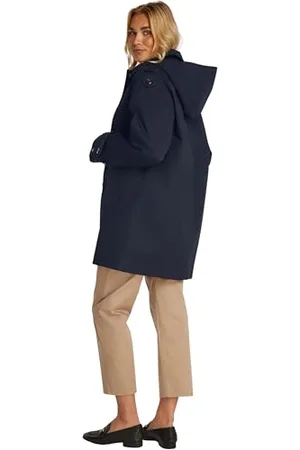 Tommy Hilfiger Damen Parka Cotton Hood Trenchcoat, Blau (Desert Sky), 40