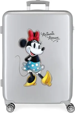 Disney 100 Joyful Mittelgroßer Koffer, Grau, 48 x 70 x 26 cm, starres ABS, integrierter TSA-Verschluss, 81 l, 2 kg, 4 Doppelräder