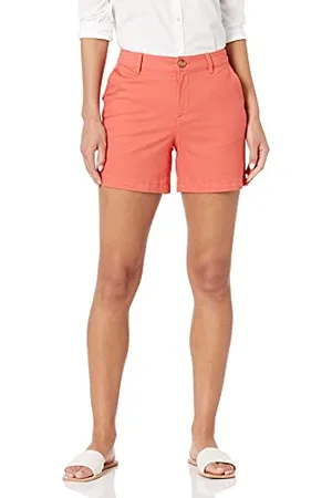Amazon Damen Mittelhohe schmal geschnittene Khaki-Shorts mit 13 cm Schrittlänge (erhältlich in gerader und kurviger Passform), , 34