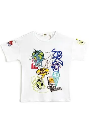 Koton Boys Printed Short Sleeve T-Shirt Crew Neck