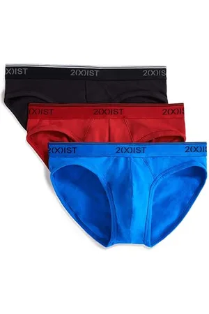2Xist )IST Baumwoll-Stretch-Unterhose, 3 Stück - Rot - Small